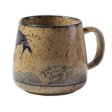 Imagem de Caneca de café caneca de café exclusivo estilo retrô japonês copos de cerâmica 380ml/365.7 g Forno mudança esmalte porcelana copo de café da manhã presente criativo para amigos xícara de café xícara