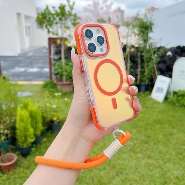 Imagem de Capa de celular à prova de choque com cordão gradiente da moda para iPhone 16 Pro Max 15 14 13 11 12 Pro Max 16Plus 16E, laranja, para iPhone 16e