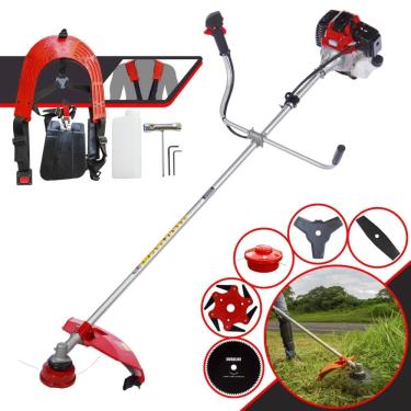 Imagem de Roçadeira Aparador de Grama Toyama RT52-L À Gasolina Motor 2T 52cc 2HP Completa 5 Opções de Corte Com Facas 2 Pontas, 3 Pontas, 6 Pontas, 80 Dentes