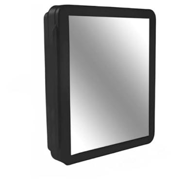 Imagem de Armario Banheiro Embutir Sobrepor Espelho Vidro Armário + Parafuso e Bucha - Organizador com Prateleiras para Banheiro(PRETO)