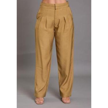 Imagem de Calça Pantalona Feminina com Pregas em Viscose Cor:;Tamanho:G;Idade:Adulto;Genero:Feminino-Feminino