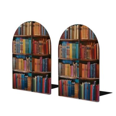 Imagem de Estante de livros educativos retrô grandes suportes de livros de madeira decorativa antiderrapante resistente terminais de livros para mesa de escritório em casa biblioteca de estudo escolar