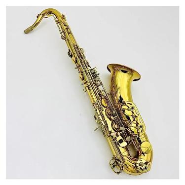 Imagem de Saxofone tenor profissional B tom baixo latão banhado a ouro instrumento musical com estojo