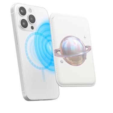 Imagem de Suporte de cartão magnético para iPhone, capa fina de couro PU, capa traseira para cartão, acessório de telefone fofo