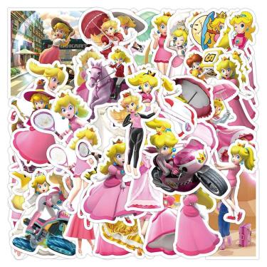 Imagem de Adesivos Princess Peach Anime 50 peças de PVC impermeáveis 5-7 cm
