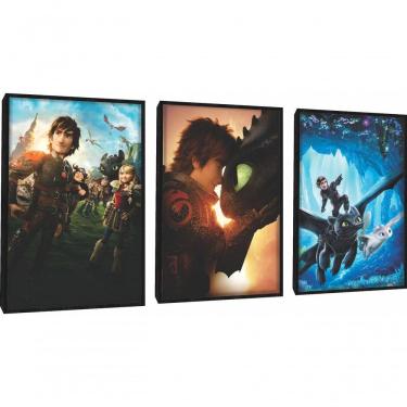 Imagem de Quadro Decorativo Como Treinar Seu Dragão Com Moldura Preto