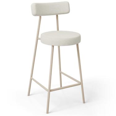 Imagem de Banqueta Baixa Cozinha Sala Jantar Bancada Milão Arena L02 Linho Champagne - Lyam Decor
