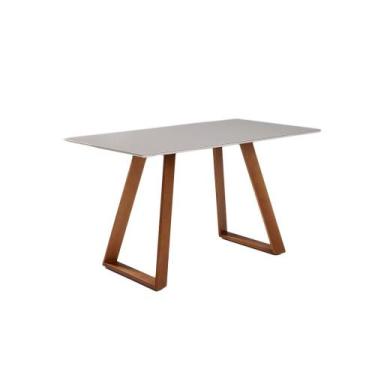 Imagem de Mesa de Jantar Retangular com Tampo de Vidro Off White Viena Mel 180 c