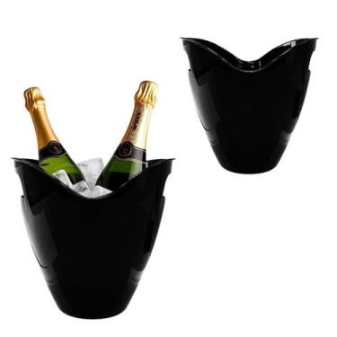Imagem de Balde Acrilico Kit 2pçs 3,3l Reforçado Champanheira Neoplas, Preto