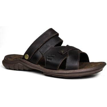 Imagem de Sandália Papete Masculina De Couro Chocolate 2200 - DCB2200LTCHC