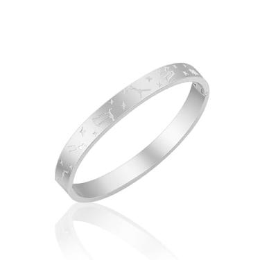 Imagem de JINHUI Pulseira feminina banhada a ouro 18 K com gravação delicada de 12 constelações, astrologia, ouro, não mancha, pulseira de aço inoxidável, joias presentes e mulheres, 6.5", Banhado a ouro 18K