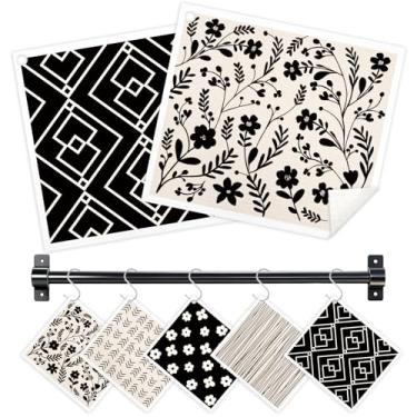 Imagem de Nyixblyre Panos de prato suecos para cozinha, pacote com 5 toalhas de papel reutilizáveis com linha de flores com 3 ganchos, conjunto de panos de prato laváveis, pano de limpeza absorvente para lavar