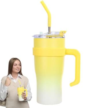 Imagem de Copo Térmico De Aço Inoxidável | Copo Térmico 1.2L Com Tampa E Canudo - Garrafa Térmica,Para Uso Em Viagens Esportes Casa Academia Ar Livre Acampamento Escritório