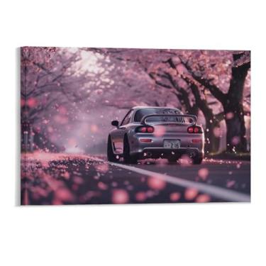 Imagem de HouLaiZhe Rosa Flor de Cerejeira Carro Rx7 Jdm Posters Tela Estética Decoração de Quarto Pintura de Parede Impressões Sala de Galeria Decoração de Parede para Quarto Sala de Estar Escritório 11 x 17