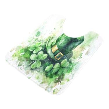 Imagem de Burbuja Tapete de banheiro com chapéu de São Patrício, tapete de banho absorvente de pelúcia macio, base antiderrapante para piso de banheiro, oval em forma de U