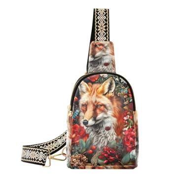 Imagem de CEBUGI Pochete de couro transversal pequena com flores de animais para caminhadas, viagens ao ar livre