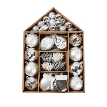 Imagem de Conjunto de enfeites de Natal com design holográfico de glitter, decorações de árvore de Natal de plástico para casa, festa, conjunto de pendurar na parede com boneco de neve, árvore, formas de