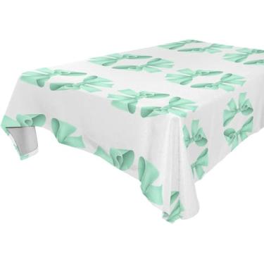 Imagem de Burbuja Toalha de mesa com laços verdes claros, toalha de mesa retangular, anti-rugas, grossa para decoração de jantar, cozinha, festa, 152 x 228 cm
