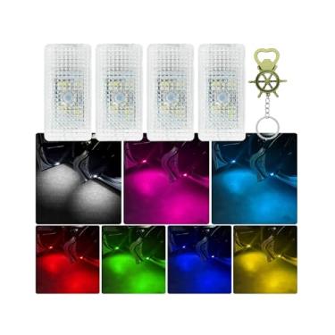 Imagem de HIBEYO 4 peças de luzes LED de boas-vindas para porta de carro para BMW (G01/G07/G20/G22/G23/G26/G28/G29), luzes de porta RGB de 7 cores com 3 modos de iluminação, instalação sem perdas, luzes de