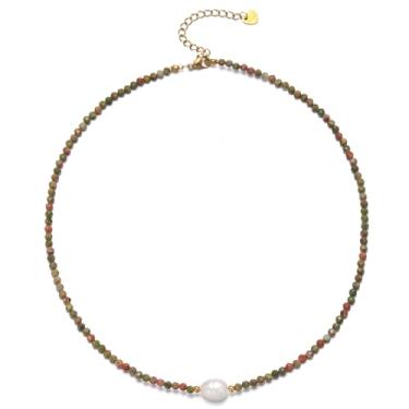 Imagem de Colar feminino com contas de cristal e pedras preciosas com pérolas de água doce e contas coloridas para mulheres, gargantilha moderna de pedra natural, Cristal, Sem Pedra Preciosa