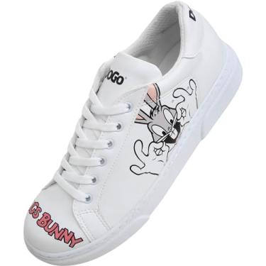 Imagem de DOGO Tênis feminino branco – Tênis feminino feito à mão, couro vegano e design exclusivo, sapatos confortáveis para mulheres, tênis Ace, Pernalonga, 34