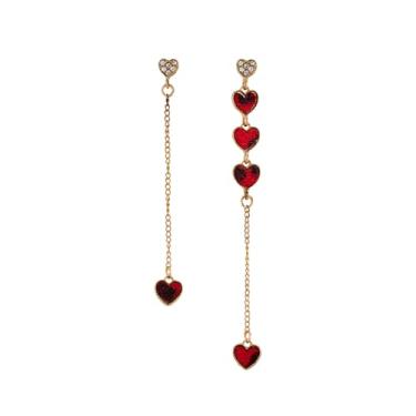 Imagem de coadipress Brincos de coração de acrílico para mulheres, exclusivos, leves, geométricos, de resina geométrica, três brincos com pingente de coração rosa, Medium, Acrílico, Sem pedra preciosa