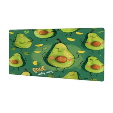 Imagem de Tapete de rato verde fofo de fruta grande, abacate, impermeável, protetor de mesa estendido para computador, base de borracha antiderrapante para escritório, computador, teclado, laptop e mesa de casa