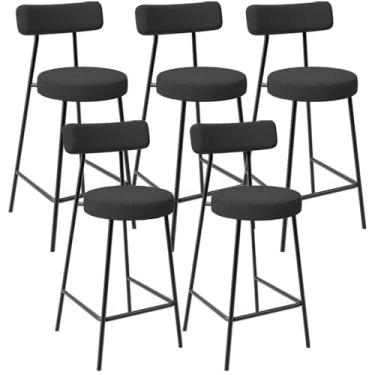 Imagem de Kit 05 Banquetas Baixa Para Cozinha Sala De Jantar Bancada Milão L02 Bouclê Preto - Lyam Decor