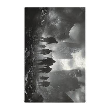 Imagem de Joisal Zombies Ruins Toalhas de cozinha de pano felpudo cinza escuro super absorvente conjunto de 6 toalhas de secagem para cozinha 71 x 45 cm com laço para pendurar