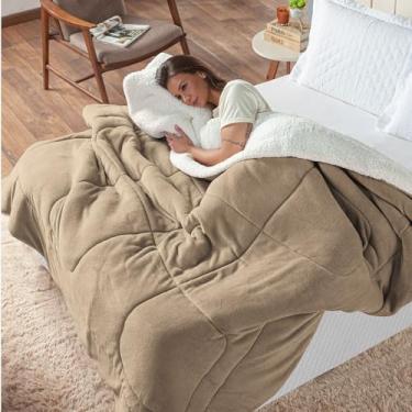 Imagem de Coberdrom Casal King Maya Dupla Face Sherpa e Fleece 2,60x2,40m – Toque de Lã de Carneiro, Quente, Macio e Aconchegante Bege