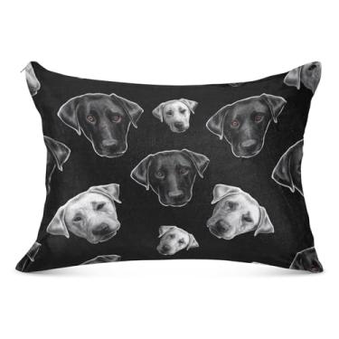 Imagem de Fronha fofa engraçada preta e branca Retriever Dog com zíper para fronhas padrão Queen King Travesseiro de corpo grande e macio, tamanho king, 50,8 cm x 101,6 cm