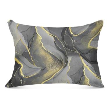 Imagem de Fronhas chiques de flanela cinza dourado com zíper padrão Queen King Body Size Travesseiros para sofá de cama de casa, tamanho padrão, 51 x 66 cm