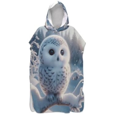 Imagem de Joisal Poncho de surfe plus size trocador de roupão adulto toalha de natação com capuz bonito estampa de coruja ponchos femininos com capuz