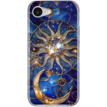 Imagem de LUMARKE Capa fofa para iPhone 16e - Compatível com carregamento sem fio - Silicone macio de camada dupla + capa rígida - Design floral moderno - Capa de telefone brilhante para mulheres - Mística