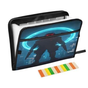 Imagem de Pasta Neon Warrior com divisórias A4 tamanho carta sanfonada com zíper e etiquetas