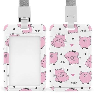 Imagem de Porta-crachá de identificação branco sem costura com cordão, suporte de cartão de plástico com clipe removível para estudante, professor, enfermeira, escritório, 11 x 6,9 cm