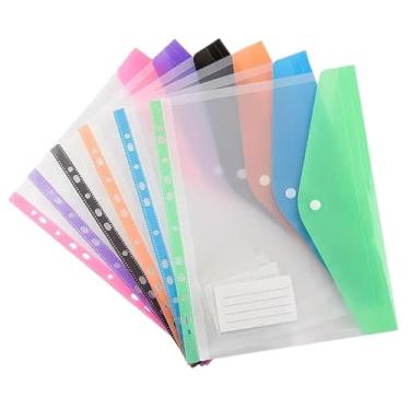 Imagem de Envelopes de plástico com botão de pressão e etiquetas, pastas expansíveis transparentes de 11 furos para fichários de 2/3/4, com 3 anéis de fichário, bolsas de documentos de folhas soltas (pacote com