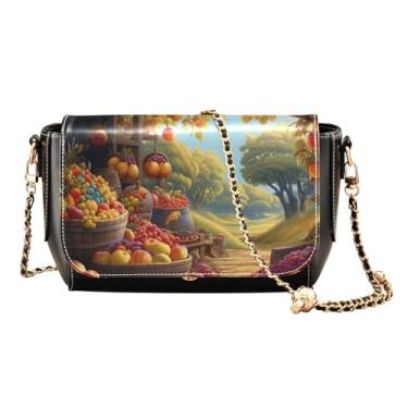 Imagem de GAIGEO Bolsas transversais abstratas roxas e brancas para mulheres, bolsas de ombro femininas, bolsas de ombro de couro transversal, Fruit Under an Orchard-1, One Size