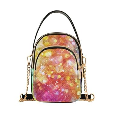 Imagem de Bolsas transversais brancas de Natal, bolsas transversais modernas, bolsa tiracolo casual, Lindas luzes coloridas de arco-íris, One Size