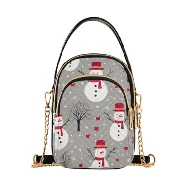 Imagem de GAIGEO Bolsa tiracolo de alça longa Pizza Doodle, bolsa tiracolo feminina, bolsa de ombro de viagem para mulheres, Boneco de neve em cinza com corações vermelhos - 4, One Size