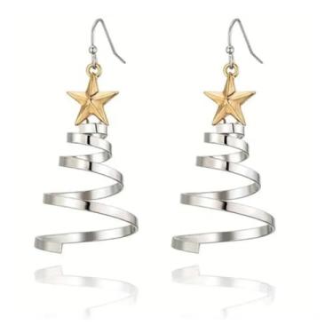 Imagem de Argola de árvore feita à mão, dourado, prata, presente de feriado em dois tons, temático, presente de festa