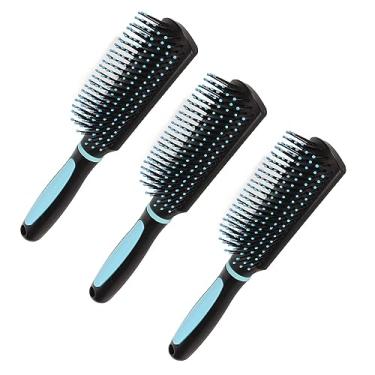 Imagem de Cryfokt Escova de Cabelo Desembaraçadora Precisa de 9 Fileiras para Modelar Cabelos Cacheados, Pente de Dente Redondo para Massagear o Couro Cabeludo e Promover a Circulação Sanguínea, Material ABS Durável, 3pcs Pente de Escova de Cabelo de 9 Fileiras