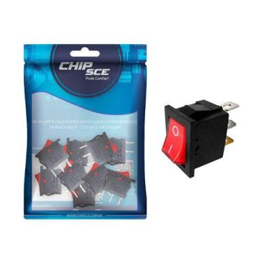 Imagem de 10X Chave Gangorra On Off 3 Polos Kdc1/102 10A - Vermelho - Chipsce