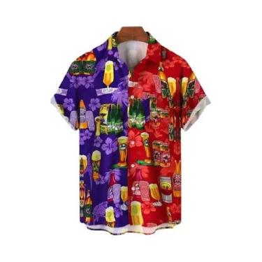 Imagem de Camisa Masculina De Verão Com Estampa 3D Para Festival De Cerveja, Est