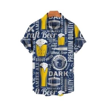 Imagem de Camisa Masculina De Verão Com Estampa 3D Para Festival De Cerveja, Est