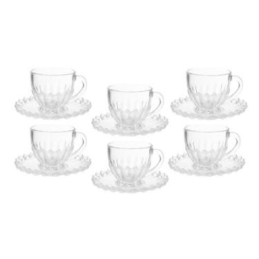 Imagem de Conjunto Brasiliano Coffee de Vidro com 6 Xícaras e Pires 185ml - Dumi