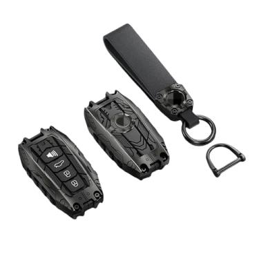 Imagem de Capa de metal para chave de carro com 2/3/4 botões, chaveiro compatível com Toyota Camry CHR Corolla RAV4 Avalon Land Cruiser Prado Prius 2017-2022(4 Buttons Black)
