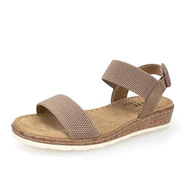 Imagem de VJH confort Feminino Sandálias Rasteiras com Dedo Aberto e Tira Elástica No Tornozelo, Sandálias Confortáveis de Cunha Baixa (Cinza, 8)