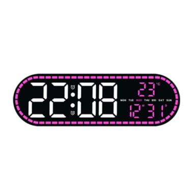 Imagem de Fenteer Despertador digital eletrônico com visor de temperatura e LED para mesa de escritório, Luz Rosa