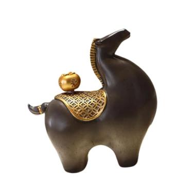 Imagem de FLCPJGV Escultura de Cavalo - Lembrança do Ano do Cavalo - Decoração Feng Shui para Mesa, Estante e Lareira, Gradiente Preto, com Caqui